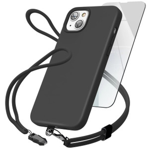 Encased Silicone Case iPhone 14/13 with Neck and Wrist Strap - Black
