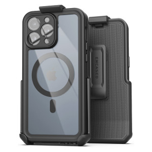 Encased Waterproof Case iPhone 15 Pro Max with Belt Clip Holster - Clear Encased Waterproof Case iPhone 15 Pro Max with Belt Clip Holster - Clear