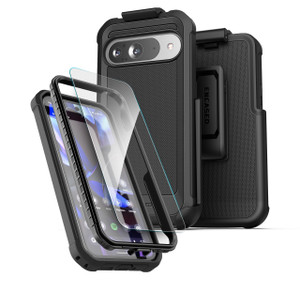 Encased Falcon Case Google Pixel 9/9 Pro with Belt Clip Holster - Black