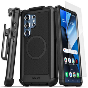 Encased Falcon Case Samsung Galaxy S25 Ultra with Belt Clip Holster - Black
