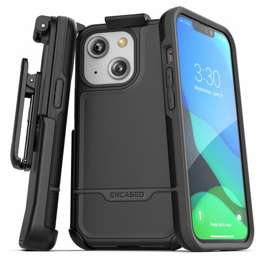 Encased Rebel Case iPhone 13 with Belt Clip Holster - Black Encased Rebel Case iPhone 13 with Belt Clip Holster - Black