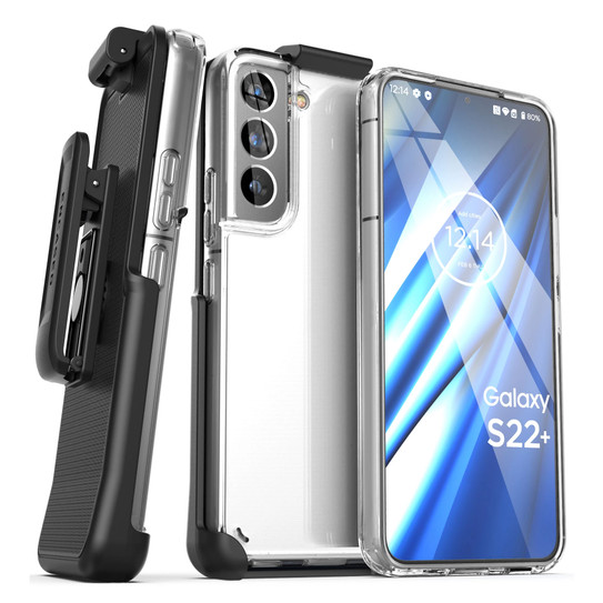 Encased Clear Back Case Samsung Galaxy S22+ Plus with Belt Clip Holster - Clear