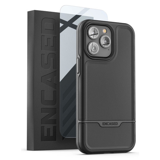Encased Rebel Case with Screen Protector iPhone 14 Pro - Black