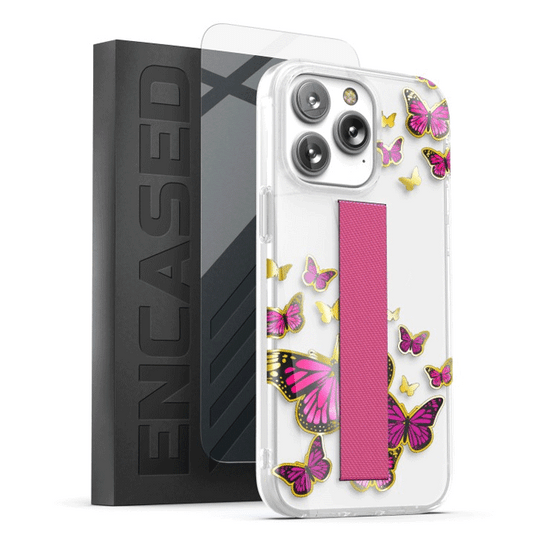 Encased Loop Case with Screen Protector iPhone 14 Pro Max - Golden Pink Butterfly