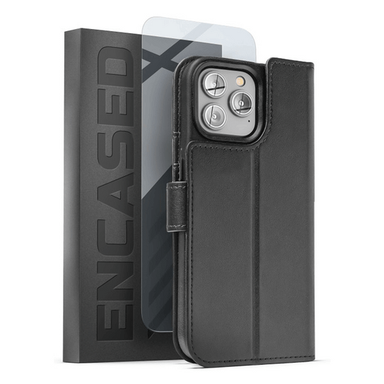 Encased Primo Leather MagSafe Case and Folio Wallet iPhone 14 Pro - Black