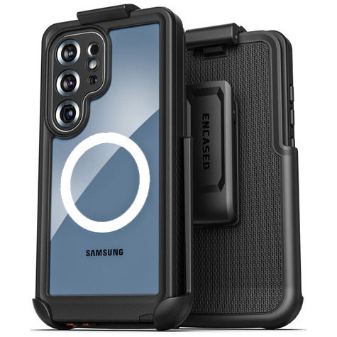 Encased Waterproof Case Samsung Galaxy S25 Ultra with Belt Clip Holster - Black