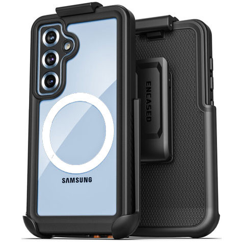 Encased Waterproof Case Samsung Galaxy S25+ Plus with Belt Clip Holster - Black