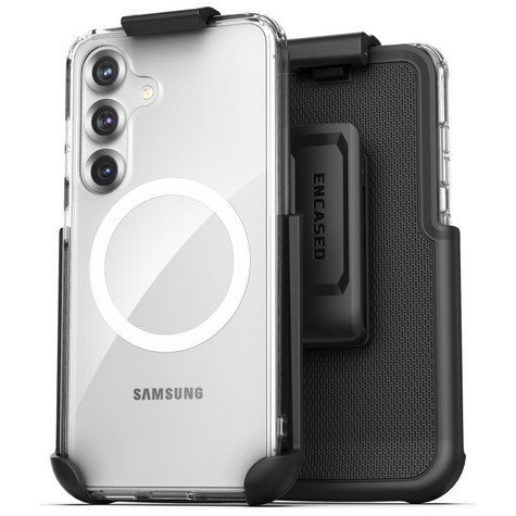 Encased Clear Back Case Samsung Galaxy S25+ Plus with Belt Clip Holster - Clear