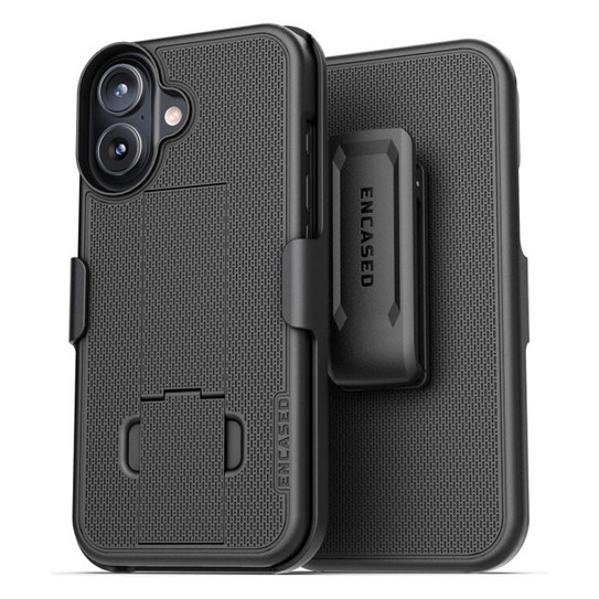 Encased DuraClip Case iPhone 17 with Belt Clip Holster - Black