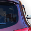 Made In USA Black Waving American Flag Clear Sticker (7.7" x 5.5")