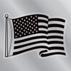 Made In USA Black Waving American Flag Clear Sticker (7.7" x 5.5")