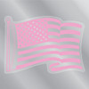 Made In USA Pink Waving American Flag Clear Sticker (7.7" x 5.5")