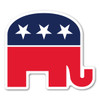Made In USA Republican Elephant Sticker (3.5" x 3.88")