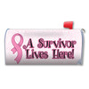 Made In USA Breast Cancer A Survivor Lives Here  Mailbox Cover Magnet (21" x 18.38")