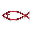 Made In USA Mini Red Cross Fish Magnet (1.38" x 3.63")