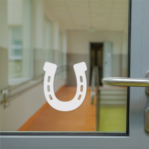 Made In USA Horseshoe Static Cling - White Front Static Cling (4.31" x 4.88")