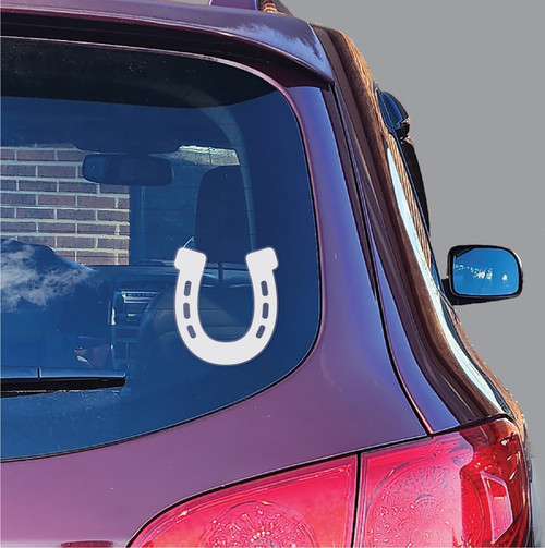 Made In USA Horseshoe Static Cling - White Front Static Cling (4.31" x 4.88")