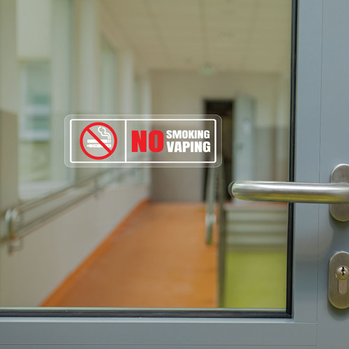 Made In USA No Smoking / No Vaping - Rectangle design v1 - Clings FA (2.88" x 8.63")