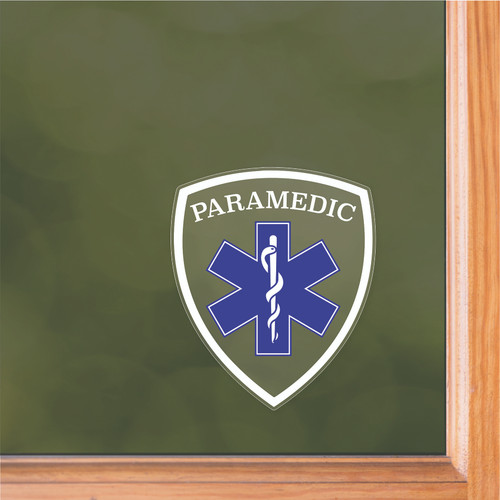 Made In USA Paramedic With Star Of Life Shield Front Static Cling (4.74" x 4")