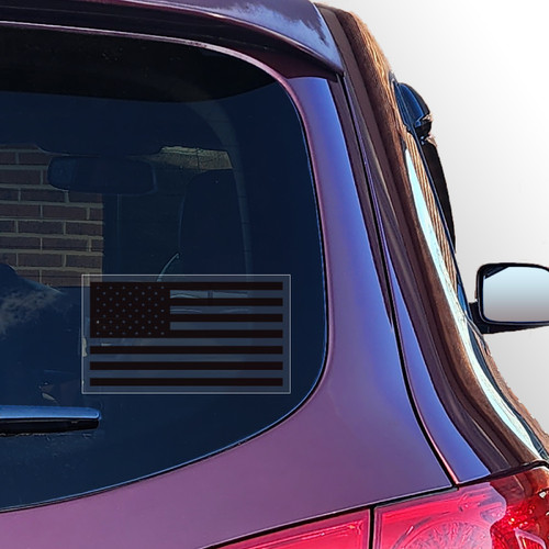 Made In USA Black American Flag Rectangle Clear Sticker (7" x 4")
