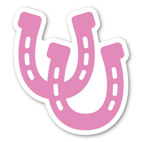 Made In USA Horseshoe (Double) - Pink Sticker (4.42" x 4.88")