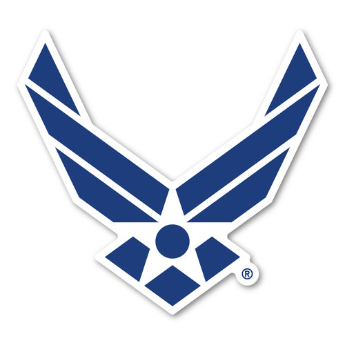 Made In USA Blue And White Air Force Wings Sticker (4.48" x 4.9")