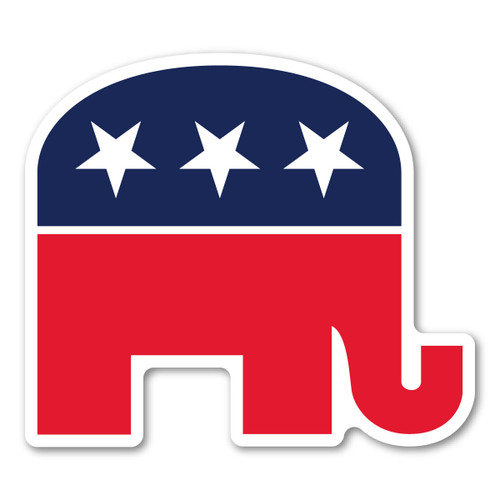 Made In USA Republican Elephant Sticker (3.5" x 3.88")