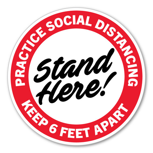 Made In USA Practice Social Distancing Red 8" Circle Floor Decal (8" x 8")