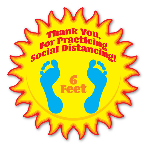Made In USA Thank You For Practicing Social Distancing 12" Sun Floor Decal (12" x 12")