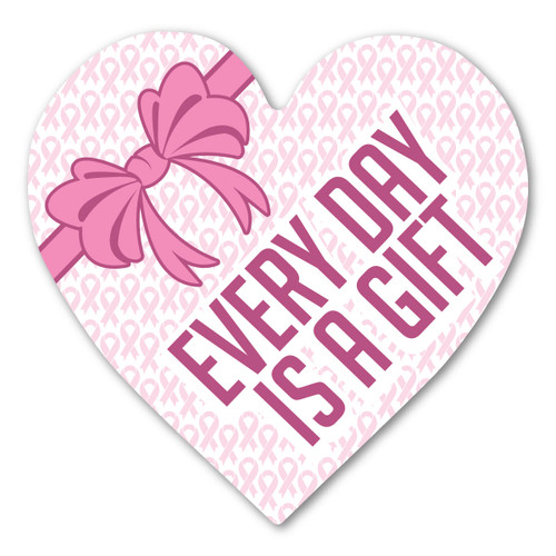 Made In USA Breast Cancer Every Day is a Gift Heart Indoor Magnet (4.25" x 4.38")