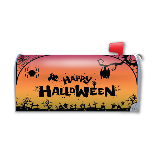 Made In USA Happy Halloween Orange Graveyard Mailbox Cover Magnet (21" x 18.38")