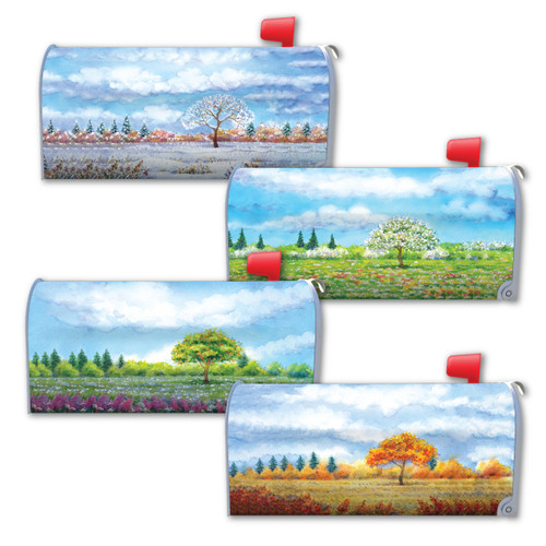 Made In USA Seasons Field With Tree Pack Mailbox Cover Magnet Pack (21" x 18.38")