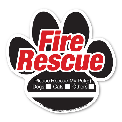 Made In USA Animal Fire Rescue Paw Inside Static Cling (5.13" x 4.88")
