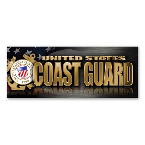 Made In USA Coast Guard Chrome Bumper Strip Magnet (2.88" x 7.75")