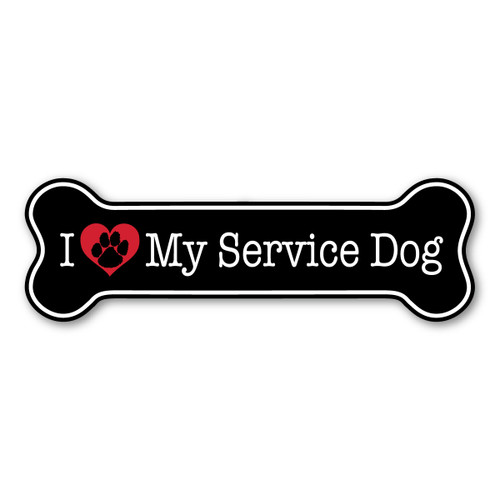 Made In USA I Love My Service Dog Bone Magnet (2.25" x 7")