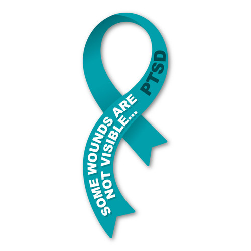 Made In USA PTSD Curvy Ribbon Magnet (6.63" x 2.5")