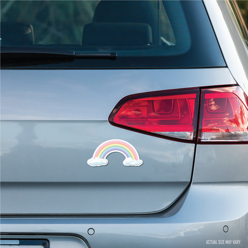 Made In USA Pastel Rainbow With Clouds Magnet Magnet (4.88" x 2.38")