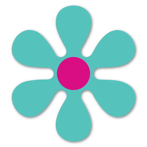 Made In USA Teal And Magenta 70's Flower Magnet (4.81" x 4.19")