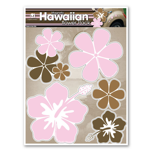 Made In USA Pink Hawaiian Flower Pack Magnet (8" x 6")