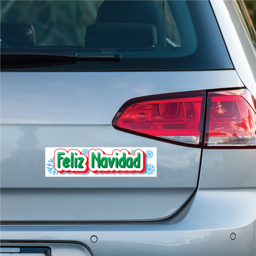 Made In USA Feliz Navidad Bumper Strip Magnet (2.88" x 10.85")