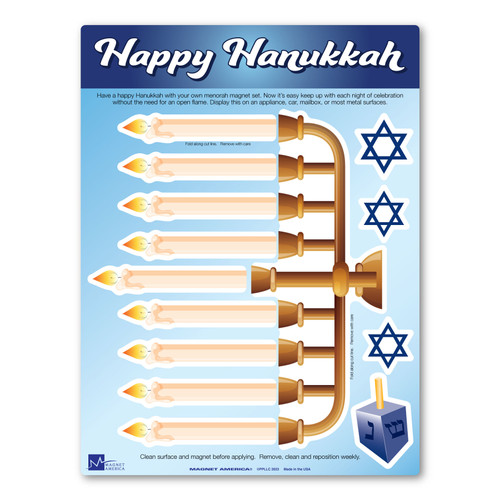 Made In USA Menorah And Candle Magnet Pack (12" x 9")