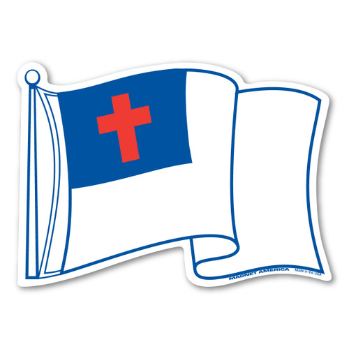 Made In USA Waving Christian Flag Magnet (4.38" x 6")
