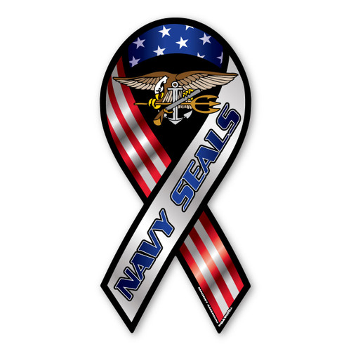 Made In USA Navy Seals Ribbon Magnet (8" x 3.88")