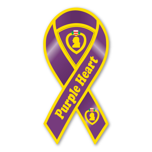 Made In USA Purple Heart 2-in-1 Ribbon Magnet (8" x 3.88")