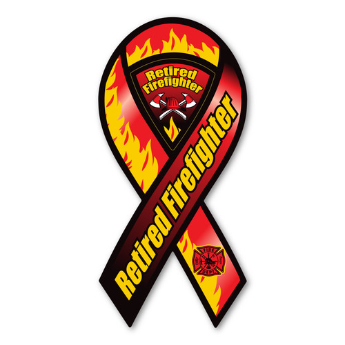 Made In USA Retired Firefighter Ribbon Magnet (8" x 3.88")