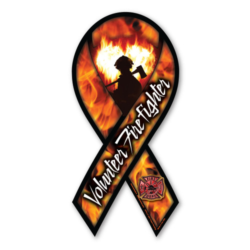 Made In USA Volunteer Firefighter Ribbon Magnet (8" x 3.88")