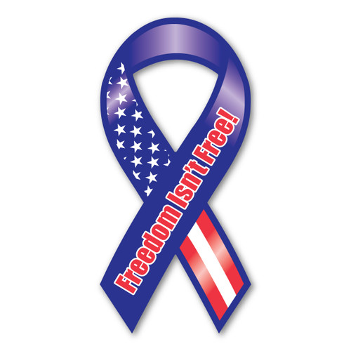 Made In USA Freedom Isn't Free Red, White And Blue Mini Ribbon Magnet (4" x 2")