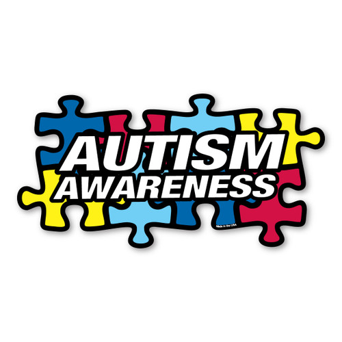 Made In USA Autism Awareness Puzzle Piece Magnet (4" x 8")