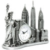 skyline New york city clock with statue of liberty, freedom tower, empire state building, Chrysler building and Brooklyn bridge