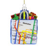 Glass MTA Subway Map Bag Christmas Ornament 5 Inch